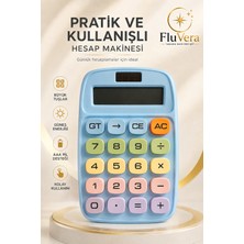 Fluvera Mavi Büyük Tuşlu Hesap Makinesi – Renkli Tuşlu,güneş Enerjili, 1xaaa Pil Destekli Masaüstü Hesap Makinesi | Ofis Okul Ev Kullanım