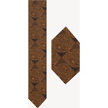 Ysf Erkek Camel Desenli Kravat Mendil Set