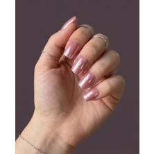 Tips Art Toz Pembe Ayna Tozlu Kare Takma Tırnak Seti (24 Adet) ve Zararsız Yapıştırıcı