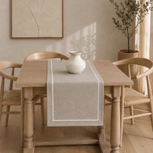 Ödel Buldan Biyeli Keten Runner, Konsol, Sehpa Örtüsü-Taş