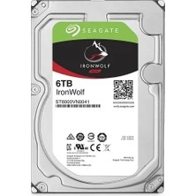 Seagate Ironwolf ST6000VN0041 3.5″ 6tb 7200RPM Sata 3.0 128MB 195MB/S Rv Sensör 7/24 Nas Disk
