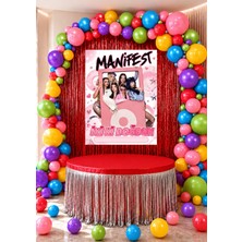 snowparty Manifest Dekor Perdeli Masa Etekli Poster Doğum Günü Parti Malzemeleri Süsleri Seti Kırmızı