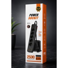 Megamus PRO-EU02 5’li Akım Korumalı Çoklu Priz – 2 Usb-C + 2 Usb-A | 2500W Max 10A | 2 mt