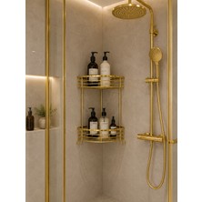 Titanium Design Gold Pirinç 2 Katlı Duş Köşeliği/düzenleyici