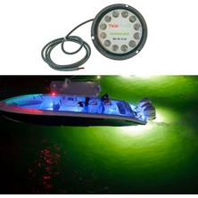 Hızlı Balık Tekne Su Altı Lambası Alüminyum Gövde 12 LED 80W Yeşil Renk