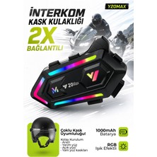 Blic Y20MAX Bluetooth 6.0 Motosiklet Kask Kulaklığı – Çiftli Interkom, 300 Metre Menzil, 25 Saat Konuşma, Rgb Işık, Ipx6, 1000MAH