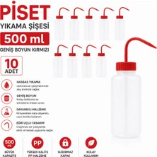 Labolist Piset 500 ml - Yıkama Şişesi Geniş Boyun Kırmızı 10 Adet