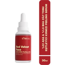 S'hevec %22 Aha & %1,5 Bha Peeling Serum Leke Görünümü ve Cilt Tonu Eşitsizliği Karşıtı Gözenek ve Siyah Nokta Görünümü Bakımı Vegan Red Velvet Face 30 ml