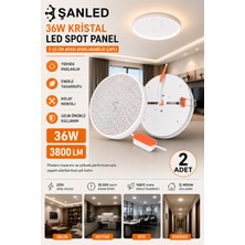 ŞANLED 36W Kristal Beyaz Işık LED Spot Panel 3800 Lümen 2-22 cm Ayarlanabilir Çaplı Tavan Aydınlatma 2 Adet