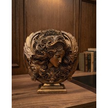 Novapar Antik Bronz Başak Burcu / Demeter Rölyef Heykel & Biblo – Mitolojik Kadın Büstü, Salon & Ofis Konsol Üstü Dekoratif Obje