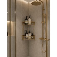 Titanium Design Mat Gold Pirinç 2 Katlı Duş Köşeliği/düzenleyici
