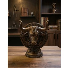 Novapar Eskitme Bronz Geometrik Boğa Başı Heykeli – Finans & Borsa Başarı Simgesi, Masa ve Konsol Üstü Dekoratif Obje