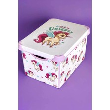 St. Morritz Style Box Unıcorn Desenli 20 L Dekoratif Oyuncak ve Saklama Kutusu