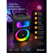 Abnturk 8'' Mikrofonlu Bluetooth HOPARLÖR-38CM Boy 5 Farklı Işıklı Wireless 25W Radyolu Karaoke Parti Hoparlör