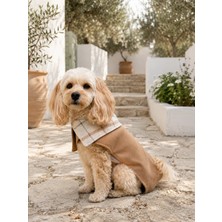 Maia Studio Elsa Ekose Çift Taraflı Camel Rengi Kaşe Köpek Kabanı
