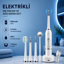 Coofbe Şarjlı Diş Fırçası Diş Taşı ve Plak Temizleyici 7 Parça Ağız Bakım Seti 5 Modlu Ipx7 Diş Tartar Seti