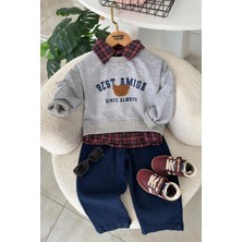 Miniğimin Cicileri Bear Panç Detaylı Unisex 2li Çocuk Takım - Gri