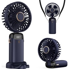 Sh Ticaret Taşınabilir USB Vantilatör, 4200MAH Şarjlı El Tipi Fan, LED Ekranlı, 3'ü 1 Arada El/boyun/masa Fanı