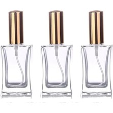 Sh Ticaret Paradise 3 Adet 50 ml Cam Yeniden Doldurulabilir Sprey Kolonya Boş Parfüm Şişesi Altın Renk Kapaklı