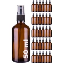 Sh Ticaret Afracam Amber 50 ml Plastik Kapaklı Siyah Sprey Fısfıs Dezenfektan Cam Şişe 30 Adet
