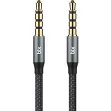 Sh Ticaret Bix BXAU3C Hi-Fi 3.5mm Örgülü Aux Ses Kablosu 24K Altın Kaplama, Araç Ses Sistemi, Tv, Hoparlör, Ku