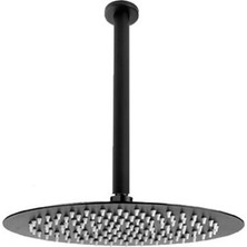 St. Morritz Ankastre Duş Başlığı Borulu Oval Slim Metal Ø25 cm Tavandan Siyah