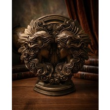 Novapar Art Nouveau Eskitme Bronz Ikizler Heykeli – Mitolojik Çift Kadın Portresi, Masa Üstü Biblo & Hediyelik Obje
