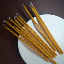 Sh Ticaret Petekoğlu Balmumu Mum (10 Adet Sarı) 24CM Burgulu Dilek Mumu Doğal Petek Ince Uzun Parti Nişan Ritü