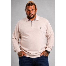 Moc Grande Mocgrande Erkek Büyük Beden Polo Yaka Sweat Orjinal 24409 Bej