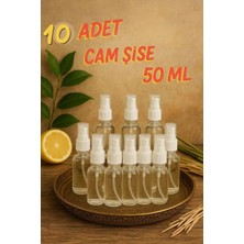Sh Ticaret 10 Adet Şeffaf Kapaklı Beyaz Sprey Fısfıs Kolonya Dezenfektan Çok Amaçlı Cep Çanta Cam Şişe 50ML