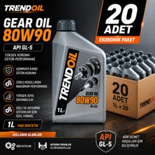 Trendoil 80W90 Motosiklet Şanzıman ve Diferansiyel Yağı 1lt Scooter Gear Oil Apı Gl-5 20'li Ekonomik Paket