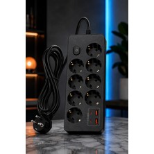 Megamus PRO-EU03 8’li Akım Korumalı Çoklu Priz – 2 Usb-C + 2 Usb-A | 2500W 10A | 2 Metre Kablolu