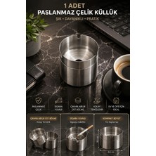 Porsima ETN-236 Large Paslanmaz Çelik Metal Kül Tablası - Kapaklı Rüzgar Geçirmez Küllük