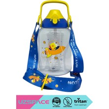 Uzspace 1500ml Yeni Koleksiyon Boyun Askılı Kulplu Pipetli/Pipetsiz Kullanım Tritan Çocuk Su Matarası