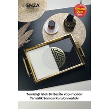St. Morritz Mint Gold Tepsi Cam Baskılı 48X29 cm