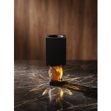 Home Prime Desing El Yapımı Kristal Mumluk Siyah Kule ve Amber Taş