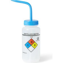 Labolist Piset 500 ml - Ldpe Yıkama Şişesi - Distile Su Piseti - Yüzey Baskılı - Mavi Kapaklı - Geniş Boyunlu