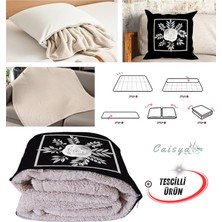 Caisya Butik Modern Gül Desenli Iç Dolgusu Battaniyeli Araç Içi Opsiyonel Yastık 38X38CM