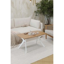 Plasmob 55X90 Ceviz-Krem Orta Sehpa Oturma Odası Sehpa-Salon Sehpa Zen Model