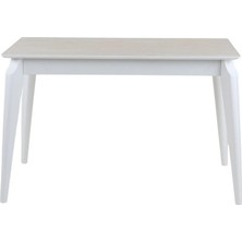 Plasmob 70X120 Dikdörtgen Atlas Serisi Mutfak Masası Balkon Masası (Sadece Masa)-Traverten/beyaz