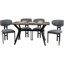 Plasmob 80X120 Mutfak Masası Takımı 1 Masa + 4 Sandalye Salon Masası Viktoria Model-Ceviz/siyah