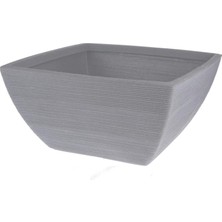 Sh Ticaret Koopman International Yivli Gri Plastik Kare Saksı G 52 cm D 52 cm Y 25 cm