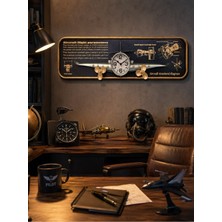 Kesene Uçak Tasarımlı Duvar Tablosu 3D Kabartmalı Metal Uçak Duvar Saati Tablo Ev Ofis Dekoru 78X21CM Gri