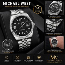Michael West ⌚ Mıchael West Erkek Kol Saati – Siyah Kadran, Çelik Kordon, Metal Kasa, Takvimli Şık Tasarım