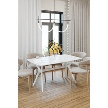 Plasmob 80X138 Marmo-Beyaz(Sadece Masa) Salon ve Mutfak Masası Viktoria Model