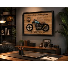 Kesene Ev Ofis Hediyesi Dekoratif Motosiklet Duvar Saati 3D Kabartmalı Modern Metal Tablo Saat 60X40 cm