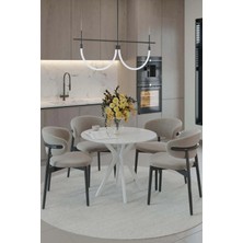 Plasmob 90X90CM Yuvarlak Masa (Sadece Masa) Marmo-Beyaz Mutfak Masası-Balkon Masası Pera Model(Masa)
