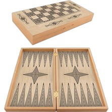Sh Ticaret Marmara Yakma Ahşap Tavla – 12 mm Mdf Kasa, Parlak Selefon Kaplama, 36 mm & Siyah Tavla P