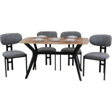 Plasmob 80X120 Mutfak Masası Takımı 1 Masa + 4 Sandalye Salon Masası Viktoria Model-Ceviz/siyah