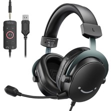 Sh Ticaret Fifine 3,5 mm Ses Jaklı Oyun USB Kulaklığı, 7.1 Surround Ses, Çıkarılabilir Mikrofon, Ses Kontrolü,
